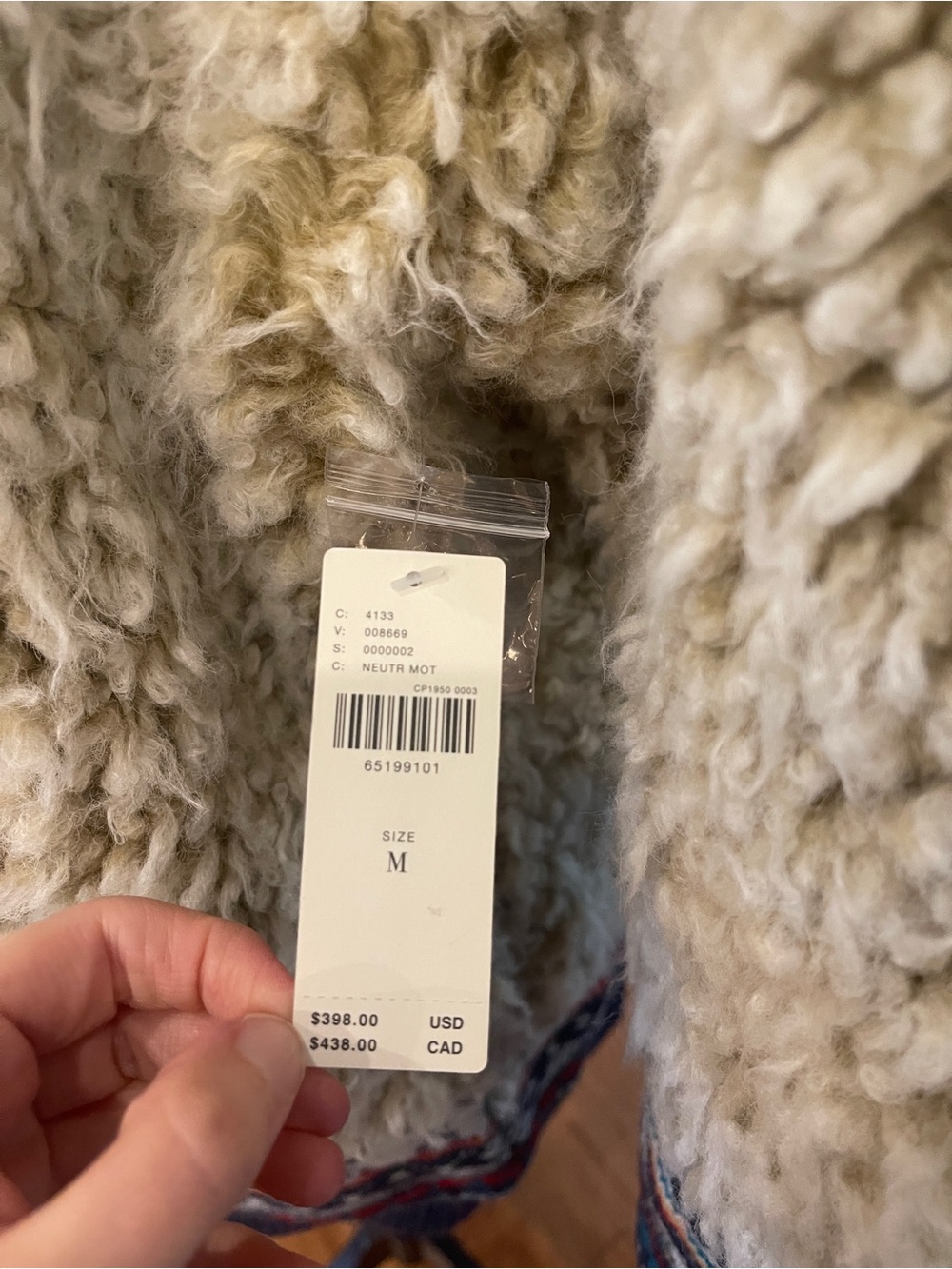 ANTHROPOLOGIE Pilcro Longline Sherpa Aztec Bomber Jacket Medium NEW NWT - Picture 8 of 12
